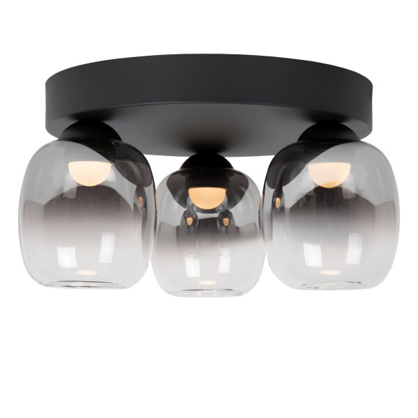 LED Deckenleuchte Schwarz Rauchglas 3000K H:18,5 cm