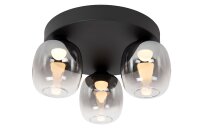 LED Deckenleuchte Schwarz Rauchglas 3000K H:18,5 cm