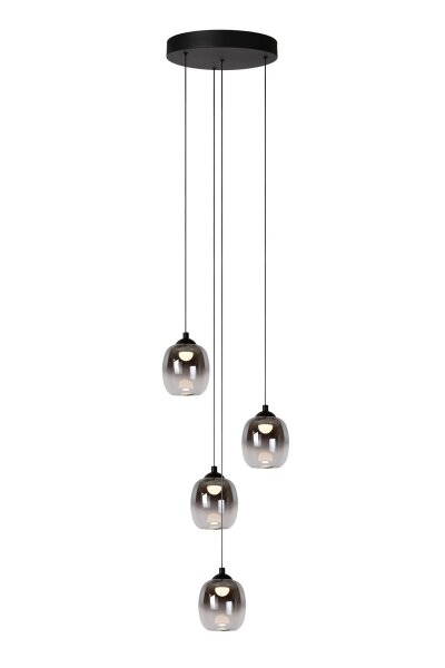LED Hängelampe Metall Schwarz Rauchglas 3000K L:36 cm