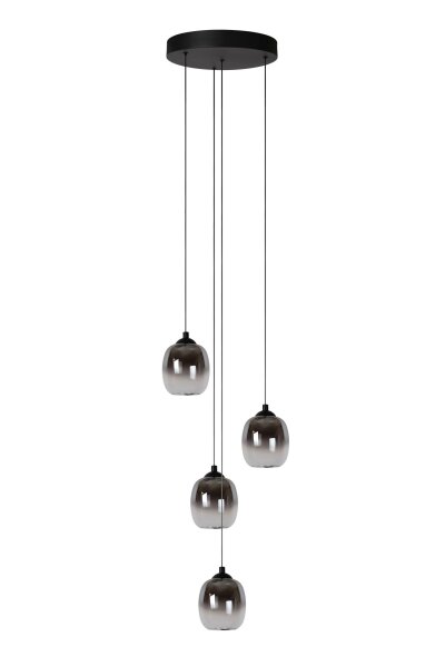 LED Hängelampe Metall Schwarz Rauchglas 3000K L:36 cm