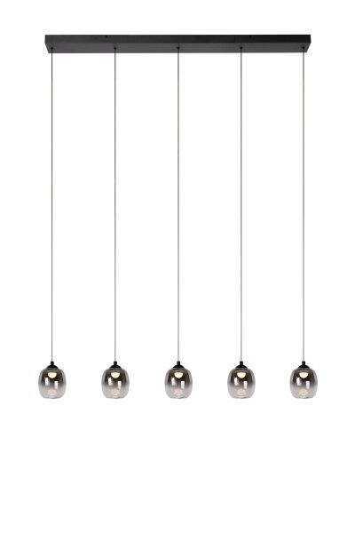 LED Pendelleuchte Metall Schwarz Rauchglas 3000K 127 cm