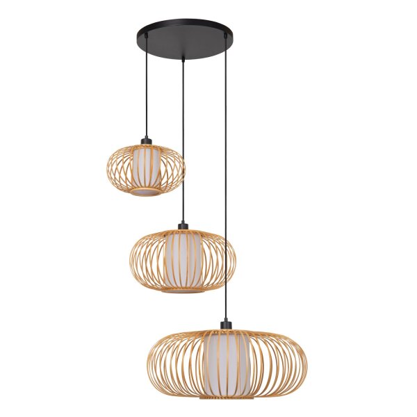 Hängelampe verstellbar Bambus Holz E27 L:84,5 cm rund