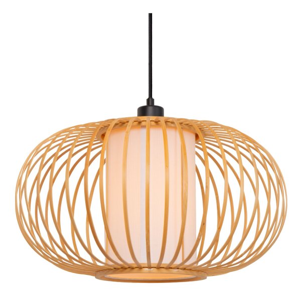 Hängelampe verstellbar Bambus Holz E27 L:84,5 cm rund