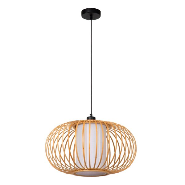 Pendelleuchte Bambus Holz Schwarz E27 Ø45 cm rund