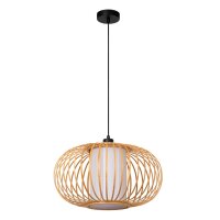 Pendelleuchte Bambus Holz Schwarz E27 Ø45 cm rund
