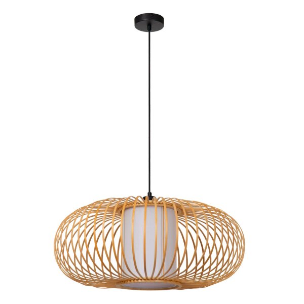 Hängelampe Bambus Holz Schwarz E27 Ø60 cm rund