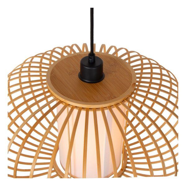 Hängelampe Bambus Holz Schwarz E27 Ø60 cm rund