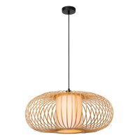 H&auml;ngelampe Bambus Holz Schwarz E27 &Oslash;60 cm rund