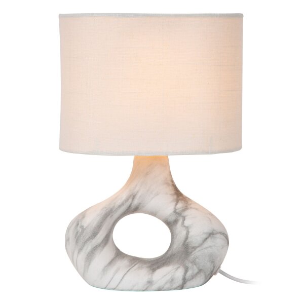 Tischlampe Keramik Stoff Weiß Marmor E14 H:30 cm