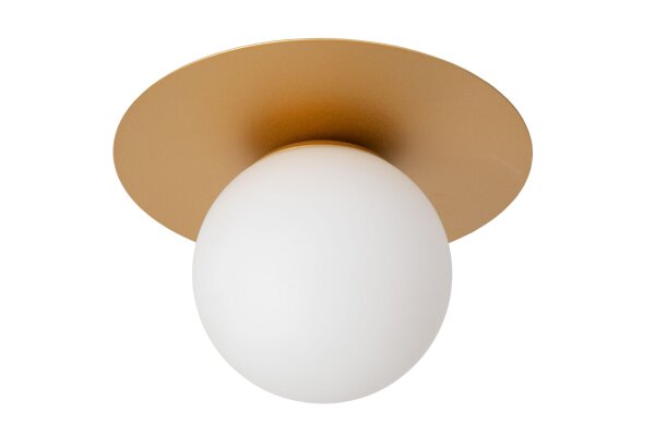 Deckenlampe Glas Gold Weiß Kugel E27 H:17,5 cm