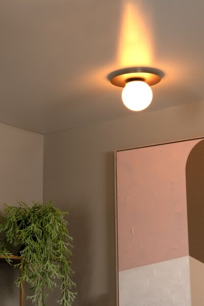 Deckenlampe Glas Gold Weiß Kugel E27 H:17,5 cm