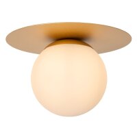 Deckenlampe Glas Gold Wei&szlig; Kugel E27 H:17,5 cm