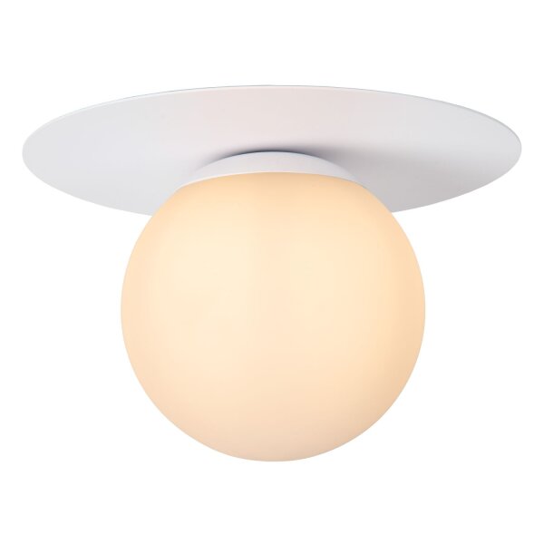 Deckenlampe blendarm Glas Weiß satiniert E27 Ø25 cm