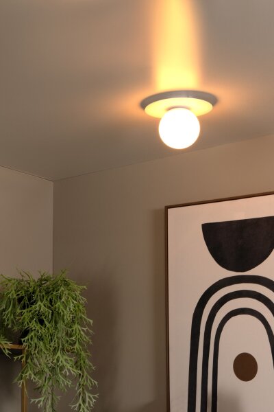 Deckenlampe blendarm Glas Weiß satiniert E27 Ø25 cm