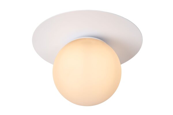 Deckenlampe blendarm Glas Weiß satiniert E27 Ø25 cm