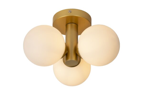 Deckenlampe Glas Messing Weiß G9 IP44 Ø28 cm Retro