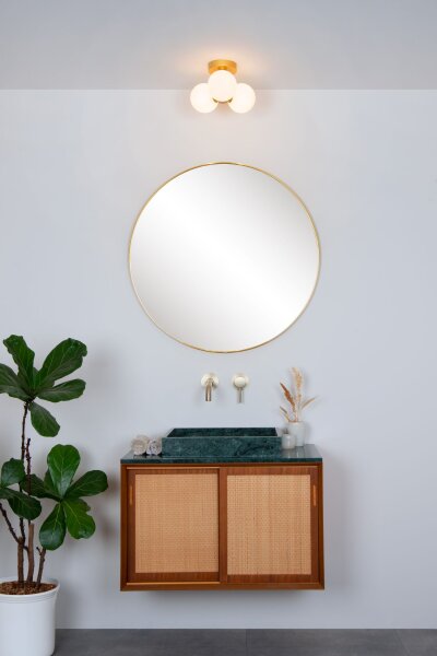 Deckenlampe Glas Messing Weiß G9 IP44 Ø28 cm Retro