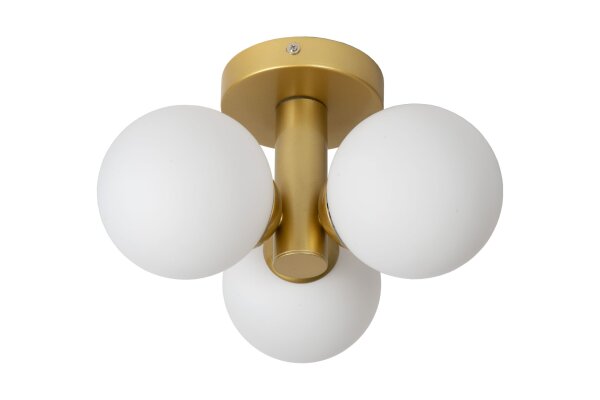 Deckenlampe Glas Messing Weiß G9 IP44 Ø28 cm Retro