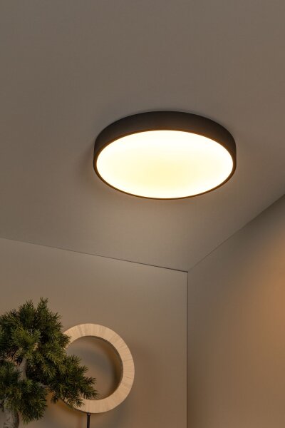 LED Deckenlampe dimmbar blendarm Schwarz 2700K Ø39,5 cm