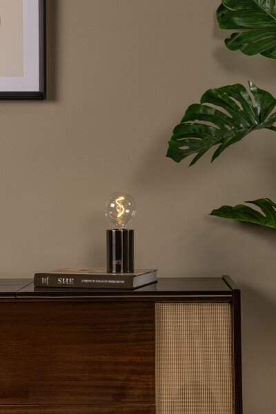 Tischlampe Akku dimmbar Touch Schwarz-Chrom USB-C E27