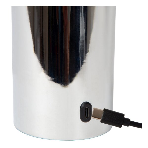 Tischleuchte Akku Touchdimmer kabellos Chrom USB-C E27
