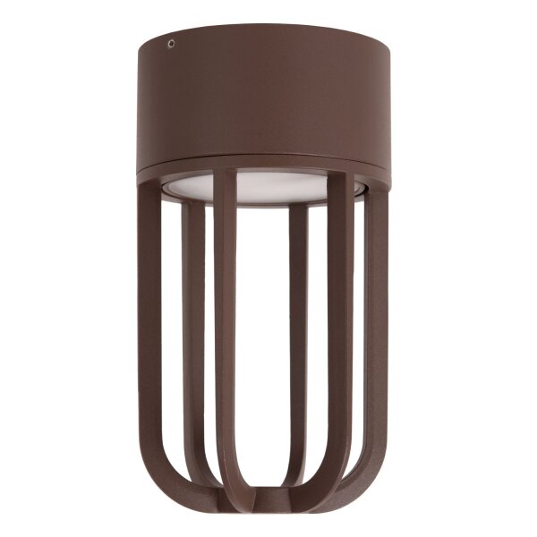LED Außendeckenleuchte Alu Rostbraun 2700K IP54 Ø10 cm