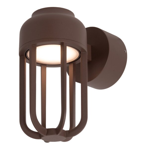 LED Außenwandlampe Alu Rostbraun 2700K IP54 B:10 cm