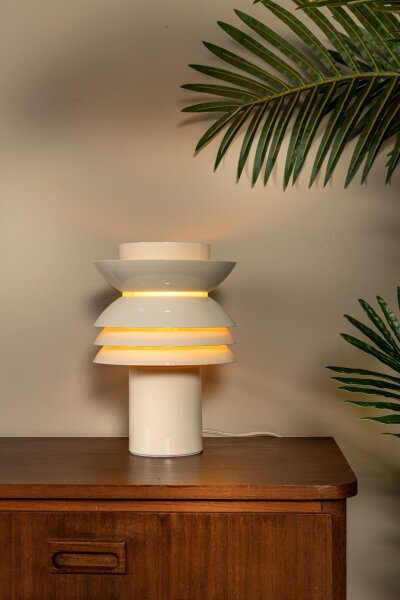 Tischlampe Metall Beige Retro E27 H:25,5 cm modern