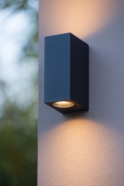 Außenwandlampe Up Down Alu Schwarz GU10 IP65 T:7,8 cm