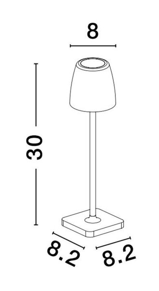LED Tischleuchte Akku Weiß 30 cm IP54 Touch Dimmer Balkon