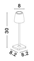 LED Tischlampe Schwarz Akku 30 cm IP54 Touch Dimmer kabellos