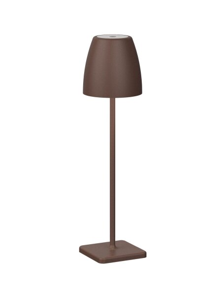 LED Tischlampe Rostbraun Akku 38 cm IP54 Touch Dimmer