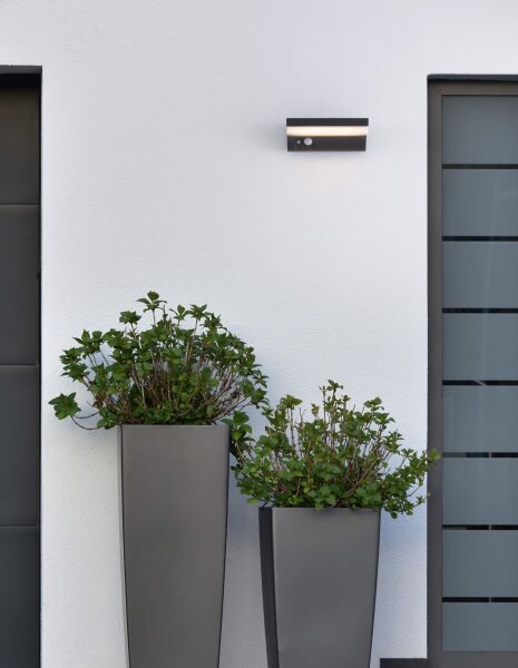 LED Außenwandleuchte IP65 Bewegungsmelder 16 cm Anthrazit