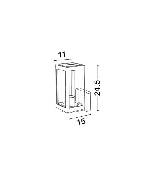 Außenwandleuchte IP54 E27 24 cm hoch Dunkelgrau Glas Modern