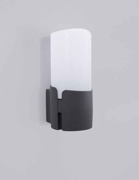 Außenwandleuchte schmal IP54 E27 21 cm hoch Dunkelgrau Weiß