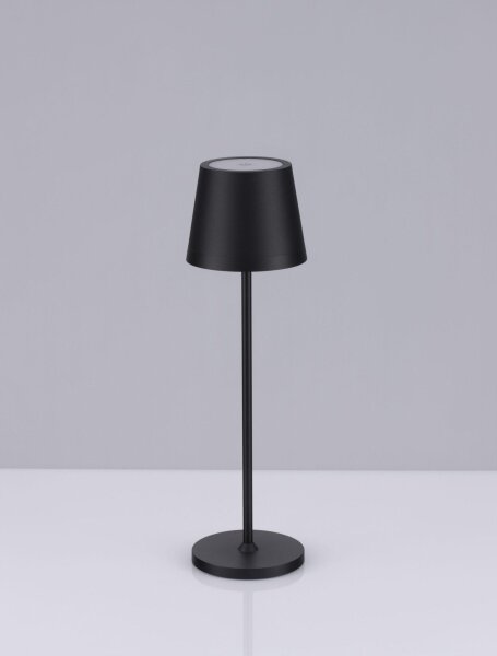 LED Tischleuchte Akku Schwarz 40 cm hoch IP54 Touch Dimmer