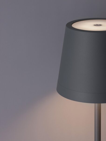 LED Gartenlampe Grau 40 cm hoch IP54 Akku Touch Dimmer