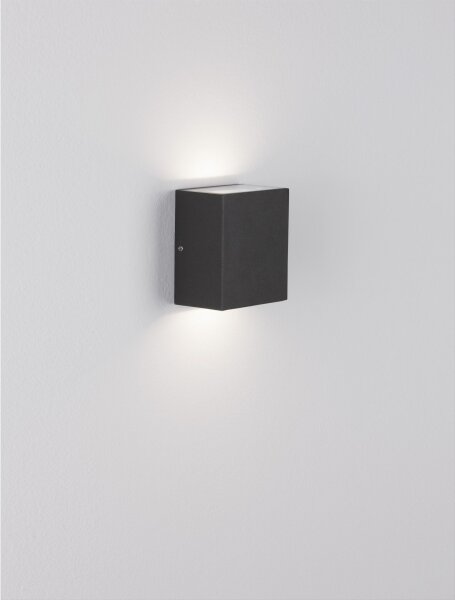 LED Außenwandleuchte flach IP65 10,2 cm hoch Anthrazit Glas