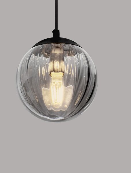 Pendelleuchte rund E27 Ø 17 cm Schwarz Grau höhenverstellbar