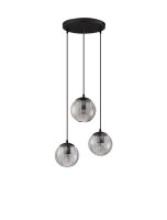 H&auml;ngelampe Retro Schwarz Grau &Oslash; 44 cm E27 Rauchglas rund