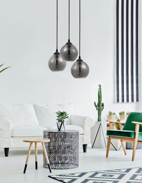 Pendelleuchte rund E27 Ø 30 cm Schwarz Grau höhenverstellbar