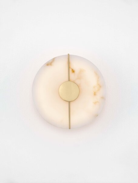 LED Wandlampe rund 20 cm breit in Gold Creme warmweiß Modern