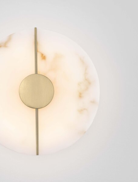 LED Wandlampe rund 20 cm breit in Gold Creme warmweiß Modern