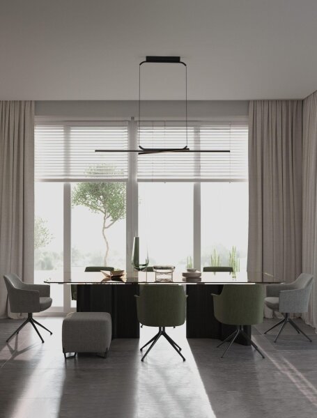 LED Pendelleuchte Schwarz 120 cm lang dimmbar Minimalistisch
