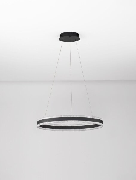 LED Pendelleuchte Ring Ø 60 cm Schwarz dimmbar warmweiß