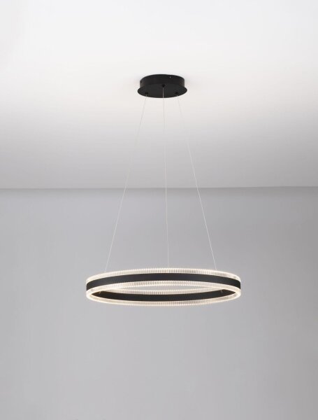 LED Pendelleuchte Ring Ø 60 cm Schwarz dimmbar warmweiß