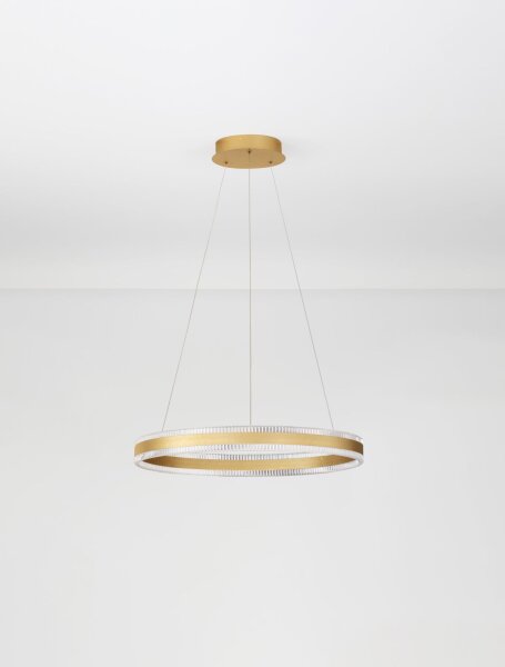 LED Pendelleuchte in Gold Ø 60 cm dimmbar Ring warmweiß CODY