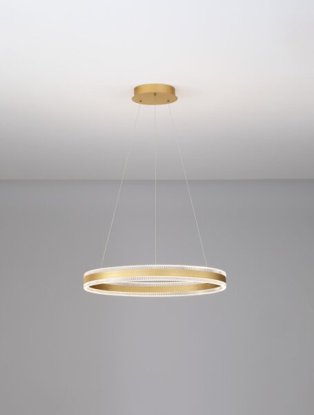 LED Pendelleuchte in Gold Ø 60 cm dimmbar Ring warmweiß CODY