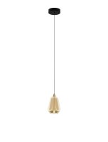 LED Pendelleuchte 12 cm breit in Schwarz Gold Glas warmwei&szlig;