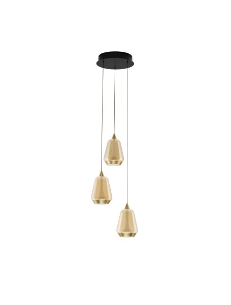 LED Hängeleuchte in Schwarz Gold 28 cm breit dimmbar Glas